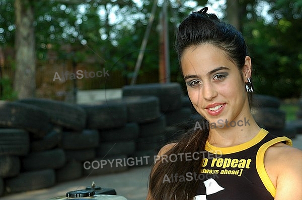 Photo shooting girls at go-kart