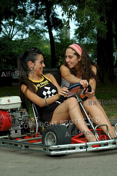 Photo shooting girls at go-kart