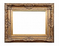 Picture gold frame with a decorative pattern.