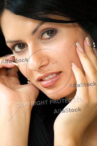 Portrait of girl with long black hair