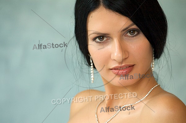 Portrait of girl with long black hair