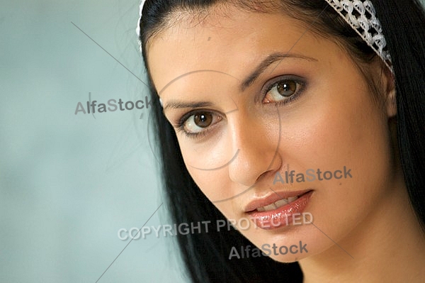 Portrait of girl with long black hair