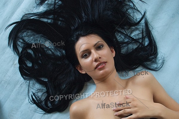 Portrait of girl with long black hair