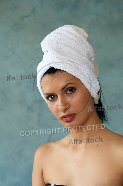 Portrait of girl with long black hair