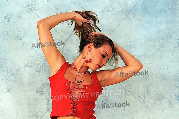 Sexy woman in red dress