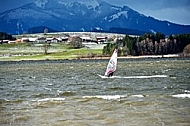 Surfer in the strom, Hopfensee, Bavaria, Germany