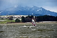 Surfer in the strom, Hopfensee, Bavaria, Germany