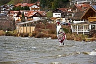 Surfer in the strom, Hopfensee, Bavaria, Germany