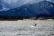 Surfer in the strom, Hopfensee, Bavaria, Germany