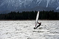 Surfer in the strom, Hopfensee, Bavaria, Germany