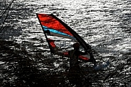 Surfer in the strom, Hopfensee, Bavaria, Germany