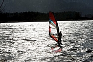 Surfer in the strom, Hopfensee, Bavaria, Germany