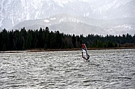 Surfer in the strom, Hopfensee, Bavaria, Germany