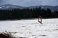 Surfer in the strom, Hopfensee, Bavaria, Germany