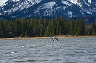 Surfer in the strom, Hopfensee, Bavaria, Germany