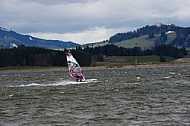 Surfer in the strom, Hopfensee, Bavaria, Germany