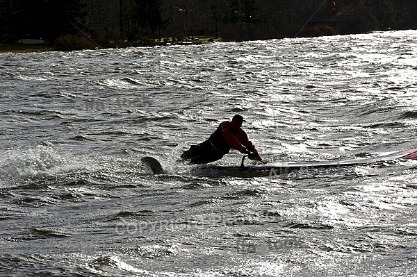 Surfer in the strom, Hopfensee, Bavaria, Germany