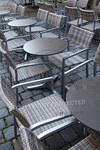 Tables and chairs in a coffee shop