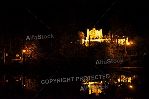 The Amazing Hohenschwangau Castle by night in Germany