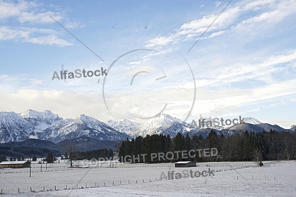 The Tannheim Mountains in Bavaria in Germany