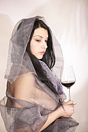 Wine, Beauty model girl, white background