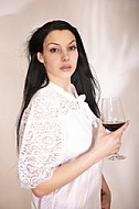 Wine, Beauty model girl, white background