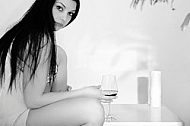 Wine, Beauty model girl, white background