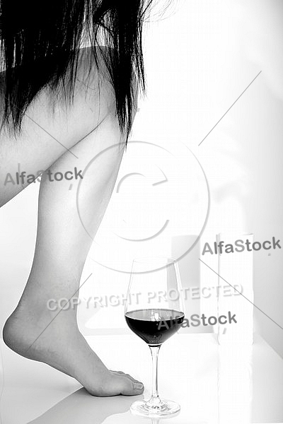 Wine, Beauty model girl, white background