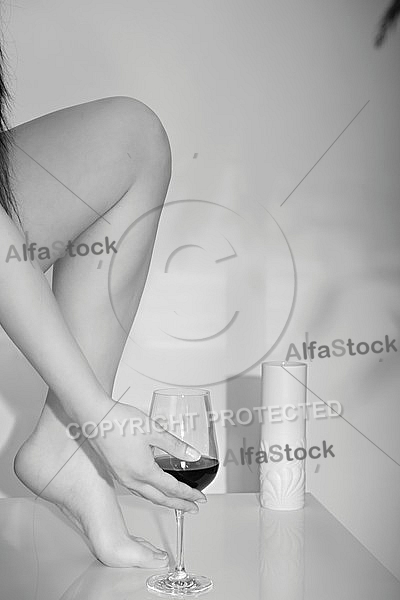 Wine, Beauty model girl, white background