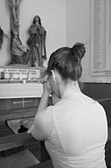 Young girl in the church