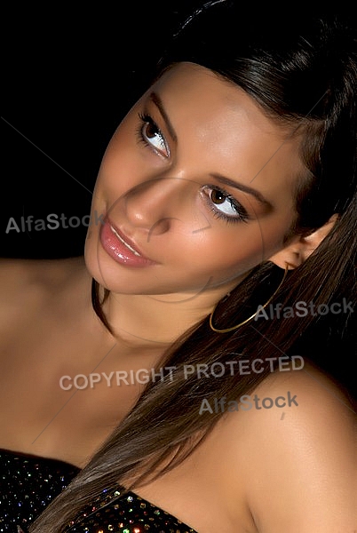 Girl with black background and black clothes