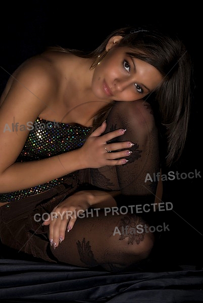 Girl with black background and black clothes