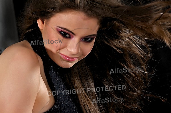 Girl with black shirt and brown hair