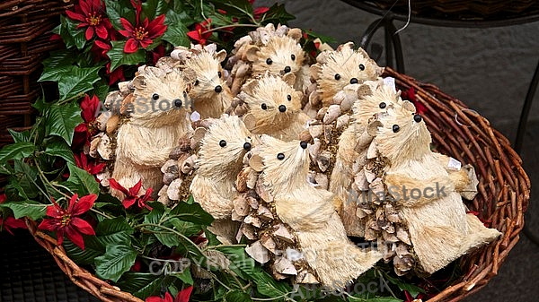 Handmade Hedgehogs in the Basket