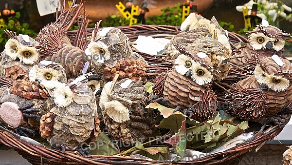 Handmade Owls in the Basket