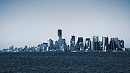 Manhattan seen from Staten Island ferry, New York City, United States
