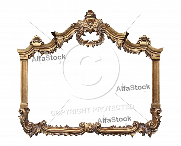 Picture gold frame with a decorative pattern.