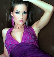 Sexy woman in lila dress