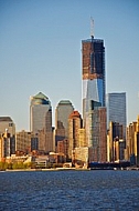 Skyscrapers of Lower Manhattan seen from Staten Island ferry, New York City, United States