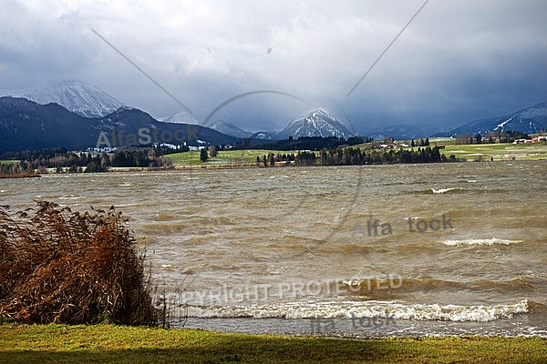 Storm on the lake, Hopfensee, Bavaria, Germany